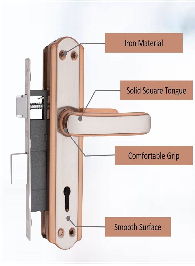 Atom Heavy Duty Mortise Door Lock for Bedroom, Living Room, Main Door, Rose Gold Finish | 3 Keys | 6 Lever Double Stage Lockset for House Hotel Office(606KY) - Image 4